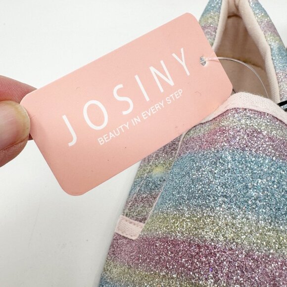 Josiny Girls Sparkle Pastel Strip Pink/Blue Slip on Sneaker Size 3 NEW - Picture 5 of 11